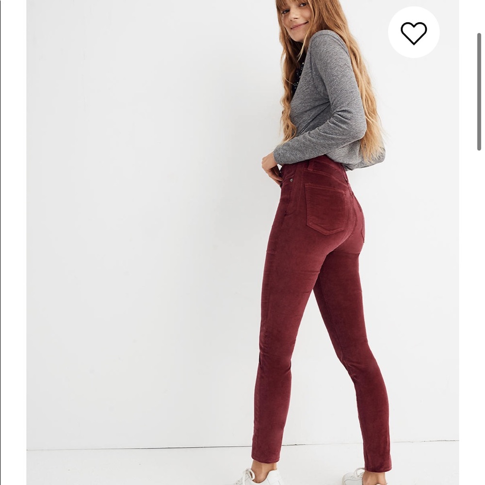 NWT Madewell Stretch Velvet Jeans